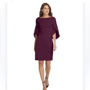 DKNY wine colored Sheath Dress with Bateau Neckline and Dolman Sleeves- NWOT- 8